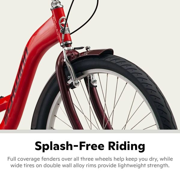 Schwinn Meridian Deluxe Adult Tricycle Bike, Three Wheel Cruiser, 26-inch Wheels, Low Step-Through Aluminum Frame, Adjustable Handlebars, Large - MadeInUSA