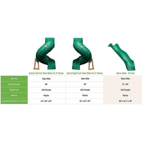 Backyard Discovery 10 Foot Wave Slide, Easy One Piece Installation, Green - MadeInUSA