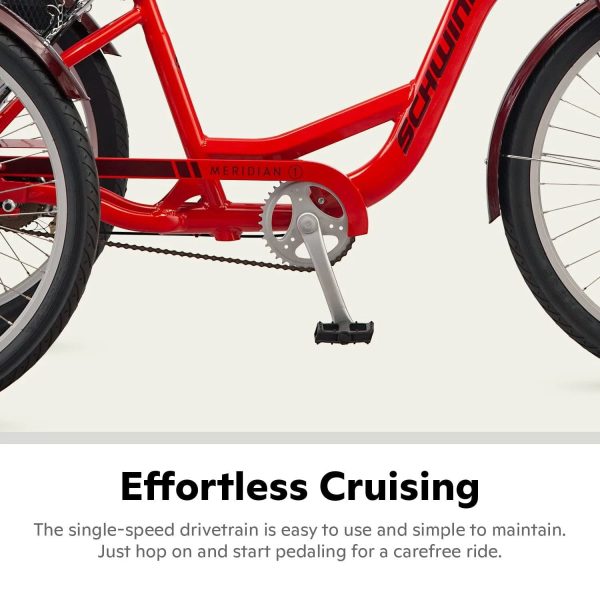 Schwinn Meridian Deluxe Adult Tricycle Bike, Three Wheel Cruiser, 26-inch Wheels, Low Step-Through Aluminum Frame, Adjustable Handlebars, Large - MadeInUSA